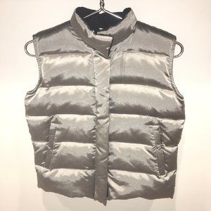 GAP Silver Metallic Warmest Puffer Vest